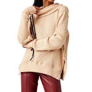 We The Free Free People Tommy Turtleneck Sweater Toasted Almond Womens Small
